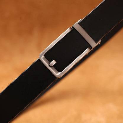 High-quality luxury genuine leather men's belt with automatic buckle, ideal for dress pants