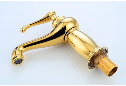 Bathroom faucet with antique bronze finish, made of solid brass, for washbasin, with single lever and water mixer