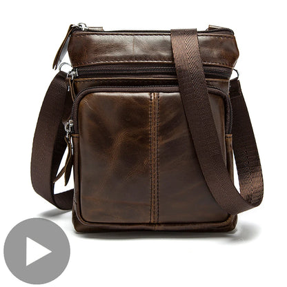 Vintage men's crossbody bag in genuine leather, messenger style