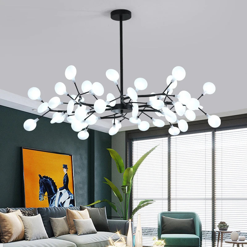 Modern and stunning Nordic-style LED ceiling light with 54 gold G9 bulbs, ideal for living rooms and bedrooms. Luxurious interior decoration