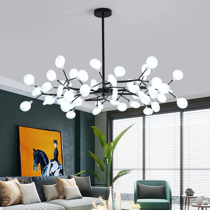 Modern and stunning Nordic-style LED ceiling light with 54 gold G9 bulbs, ideal for living rooms and bedrooms. Luxurious interior decoration