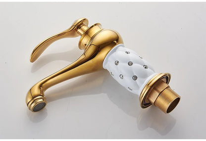 Bathroom faucet with antique bronze finish, made of solid brass, for washbasin, with single lever and water mixer