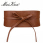 Women's leather belt with adjustable bow in Boho and Obi style