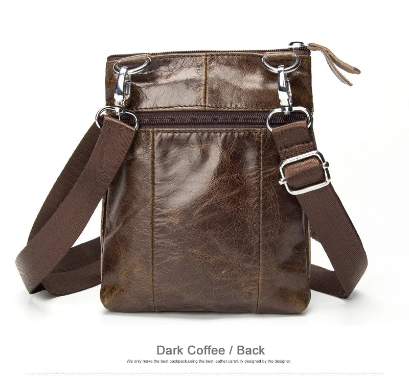 Vintage men's crossbody bag in genuine leather, messenger style