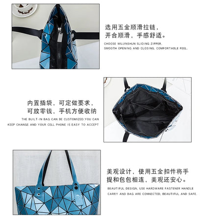 Women's beach-style holographic shoulder bag in various colors.