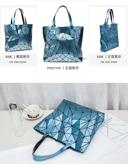 Women's beach-style holographic shoulder bag in various colors.