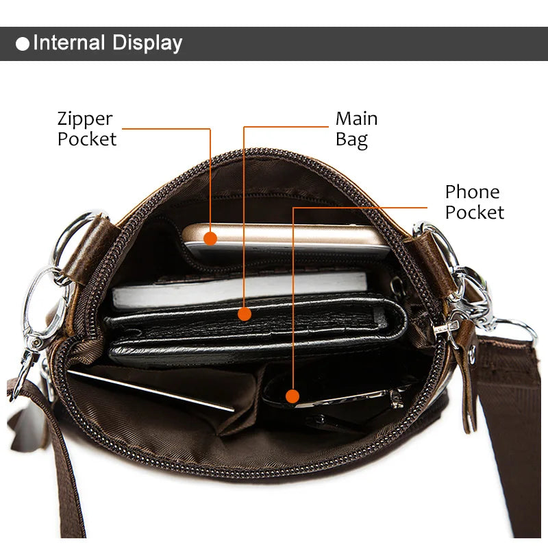 Vintage men's crossbody bag in genuine leather, messenger style