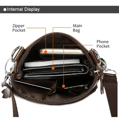 Vintage men's crossbody bag in genuine leather, messenger style
