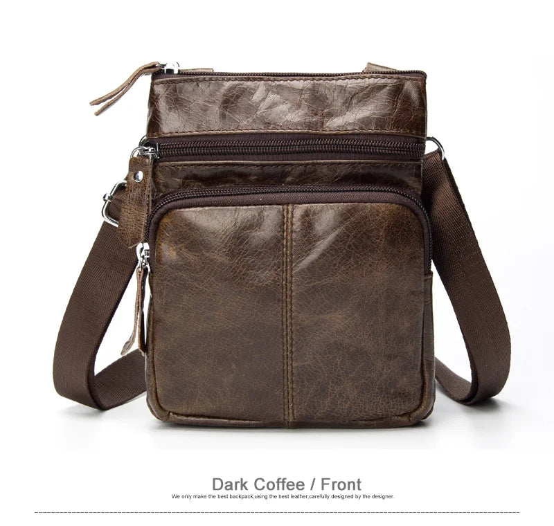 Vintage men's crossbody bag in genuine leather, messenger style