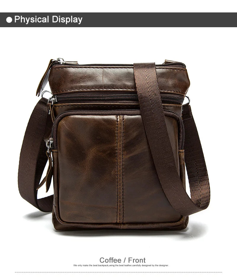 Vintage men's crossbody bag in genuine leather, messenger style