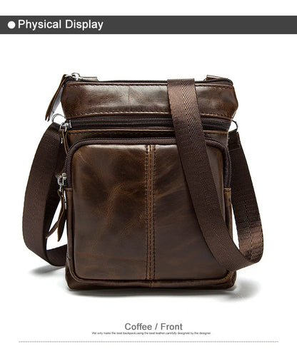 Vintage men's crossbody bag in genuine leather, messenger style