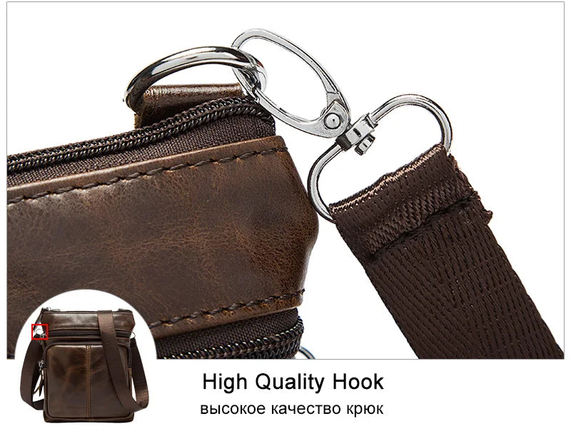 Vintage men's crossbody bag in genuine leather, messenger style