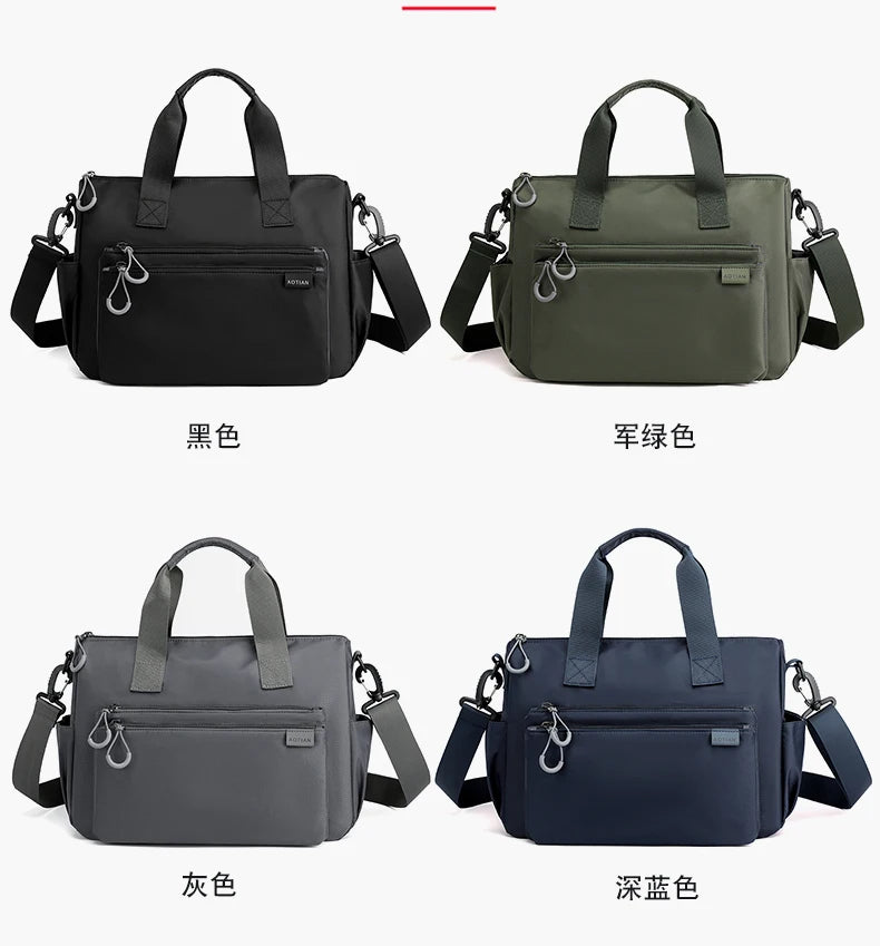 High-quality men's shoulder bag, crossbody, messenger style or executive bag in nylon, large and small sizes.