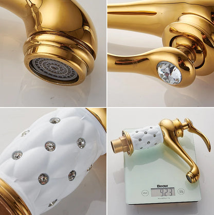 Bathroom faucet with antique bronze finish, made of solid brass, for washbasin, with single lever and water mixer