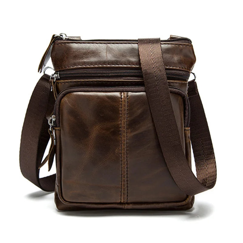 Vintage men's crossbody bag in genuine leather, messenger style