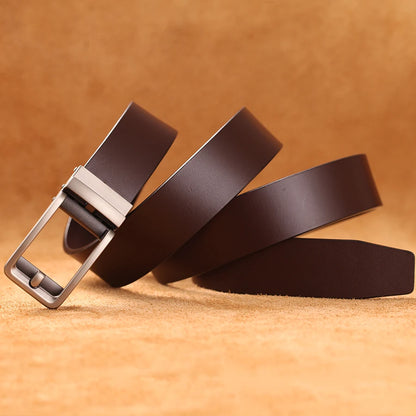 High-quality luxury genuine leather men's belt with automatic buckle, ideal for dress pants
