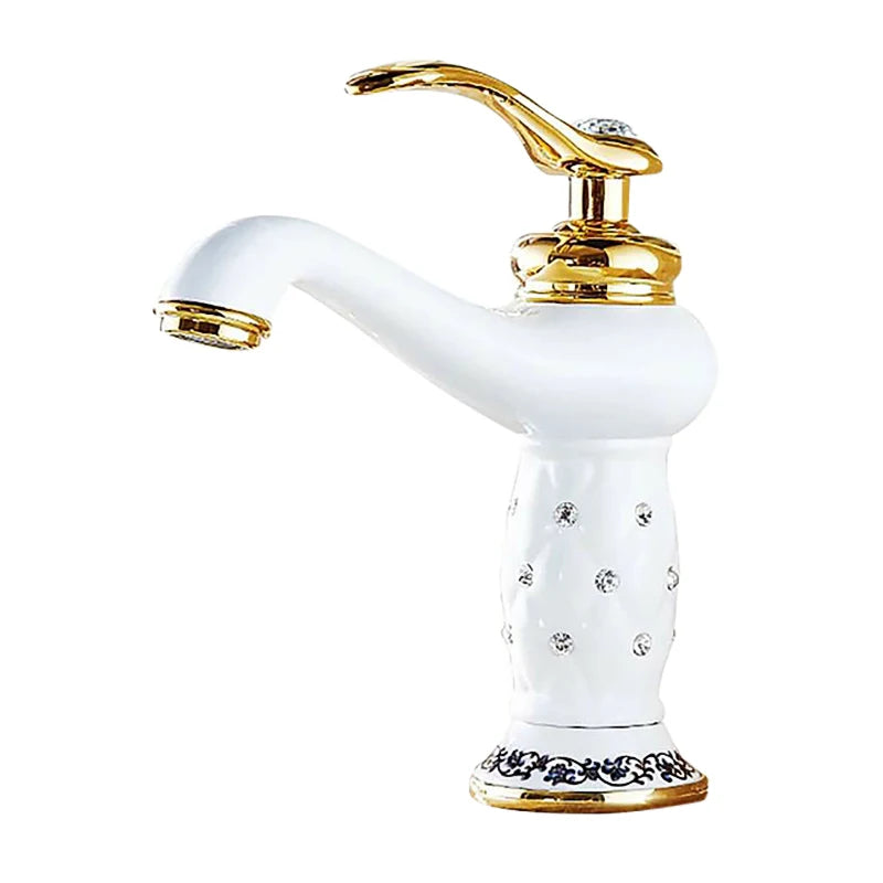 Bathroom faucet with antique bronze finish, made of solid brass, for washbasin, with single lever and water mixer