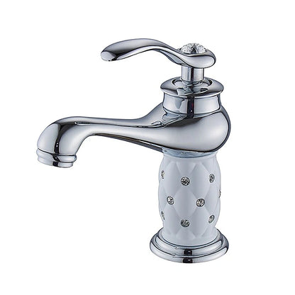 Bathroom faucet with antique bronze finish, made of solid brass, for washbasin, with single lever and water mixer