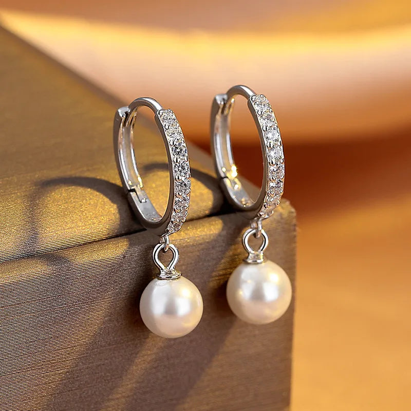 Earrings with Natural Freshwater Pearls in 925 Sterling Silver