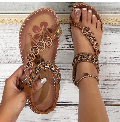 Women's bohemian style flip-flops