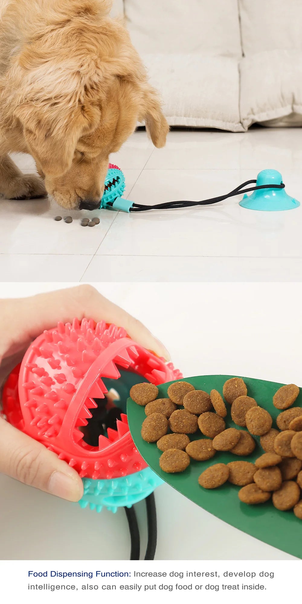 Interactive silicone toy with suction cup for dogs, ideal for chewing and cleaning teeth