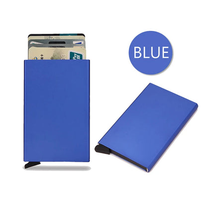 Slim and minimalist metal RFID card holder for men and women