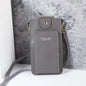 Modern shoulder bag in a solid color, with compartments for cell phone, wallets, and document holder