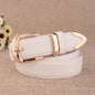 High-quality women's leather belt with a vintage buckle