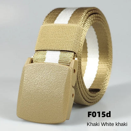 Men's casual belt for outdoor activities, made of canvas and nylon, without metal