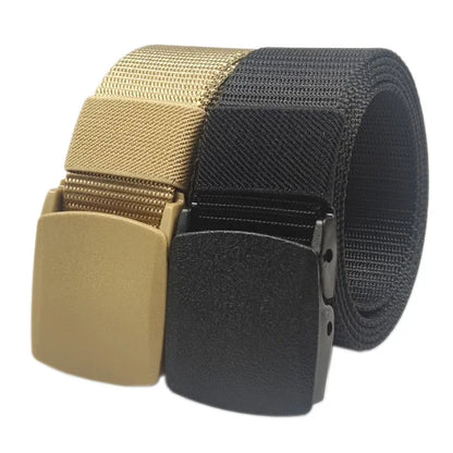 Men's casual belt for outdoor activities, made of canvas and nylon, without metal