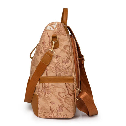 Women's Leather Backpack with Anti-Theft Design and Color-Blocking Style – Multifunctional with Large Capacity