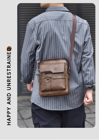 Men's crossbody bag with zipper closure, made of synthetic leather and with ample storage capacity