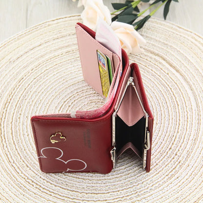 Girls' wallet for teenagers with cartoon letter print and three folds