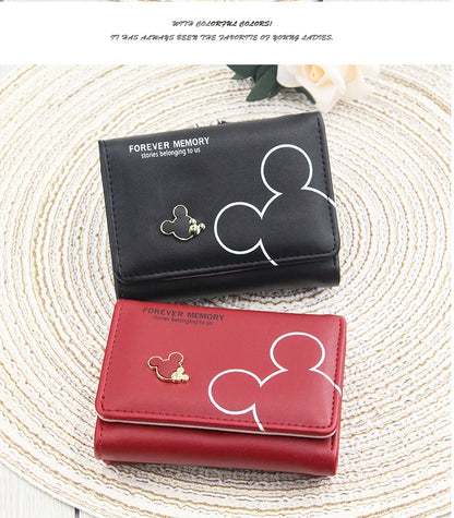 Girls' wallet for teenagers with cartoon letter print and three folds