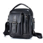 Small and versatile vertical shoulder bag in genuine leather for men