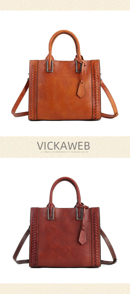 Women's genuine leather shopper bag with zipper closure
