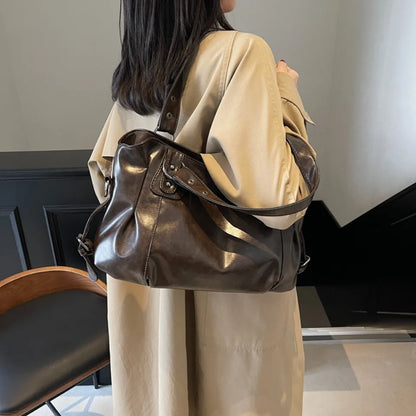 Stylish, large-capacity retro women's shoulder/crossbody bag