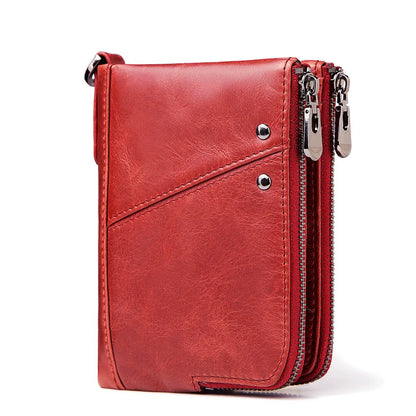 Unisex wallet in genuine leather, compact, with a sophisticated design and RFID-protected compartment for cards