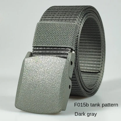 Men's casual belt for outdoor activities, made of canvas and nylon, without metal