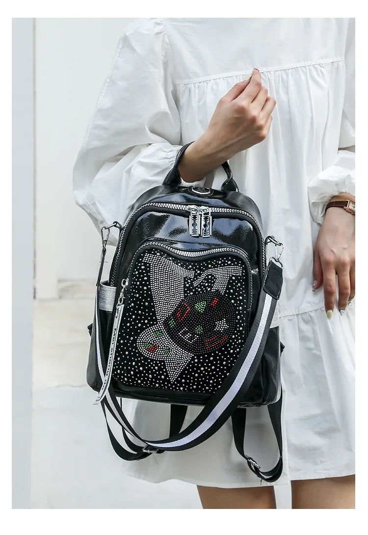Women's multifunctional backpack with a modern design, made of anti-theft synthetic leather, stylish, beautiful and spacious