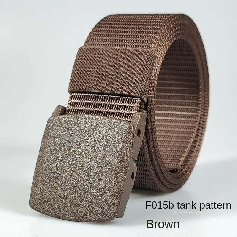 Men's casual belt for outdoor activities, made of canvas and nylon, without metal