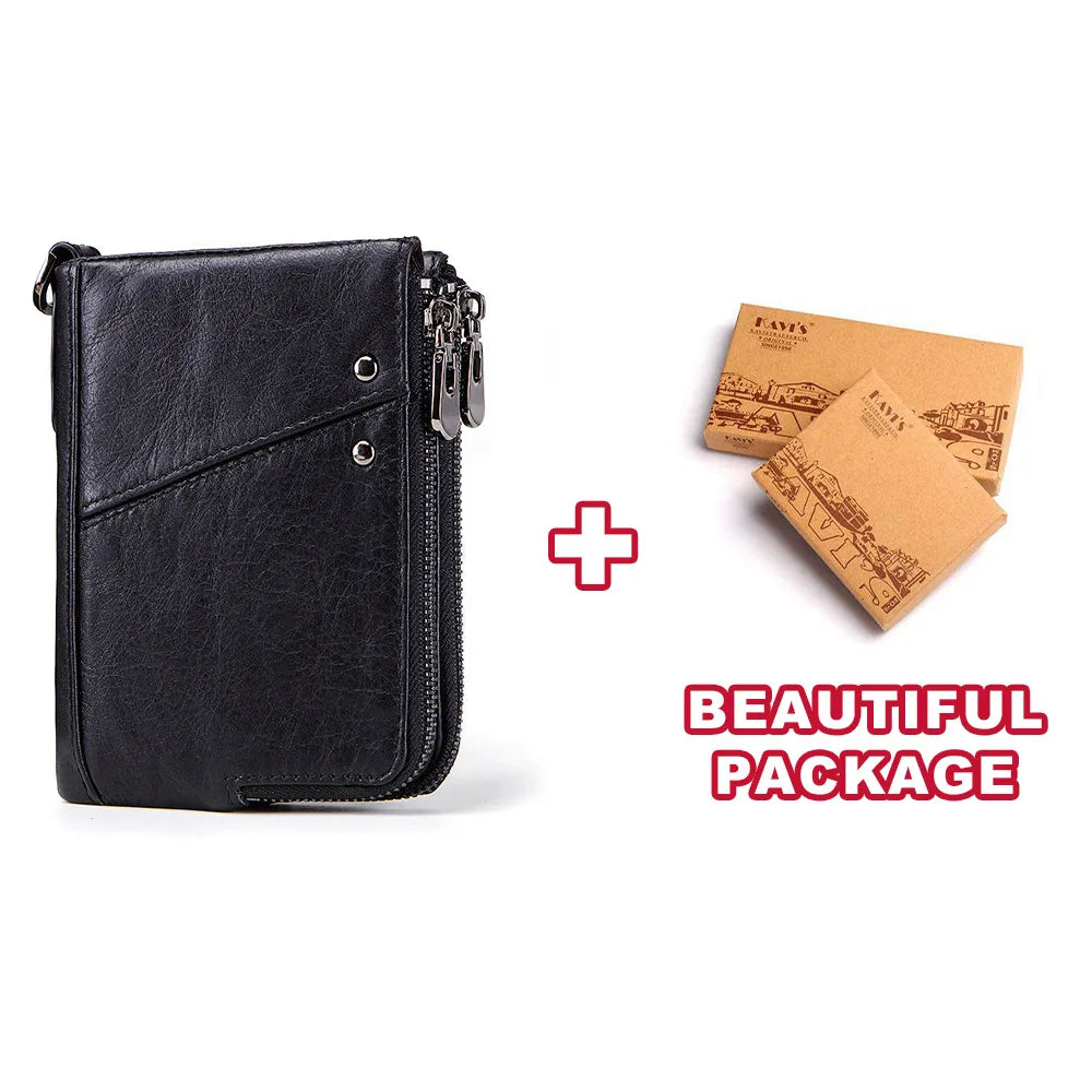 Unisex wallet in genuine leather, compact, with a sophisticated design and RFID-protected compartment for cards