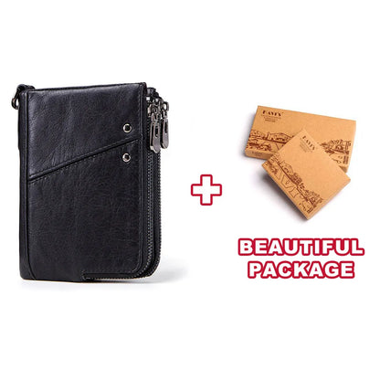 Unisex wallet in genuine leather, compact, with a sophisticated design and RFID-protected compartment for cards