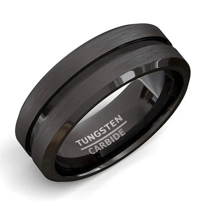 Men's 8mm black stainless steel ring
