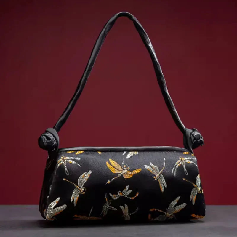 Women's shoulder/handbag in embroidered silk