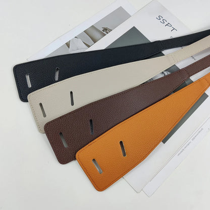 High-quality women's belt in soft leather with a knot, long and wide band, ideal for wearing with coats and dresses