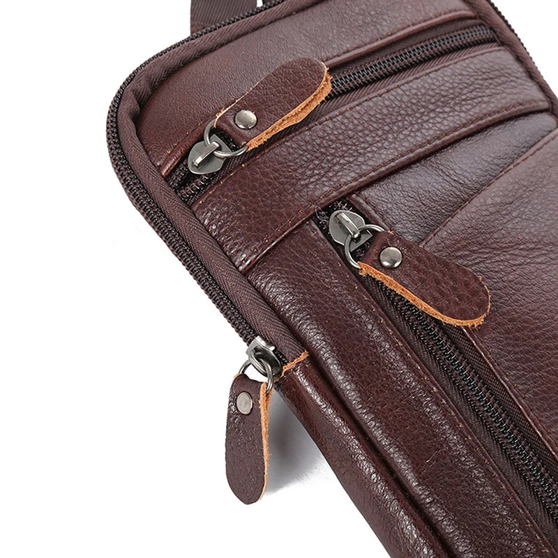 Men's small, crossbody PU leather waist bag for cell phone and other items