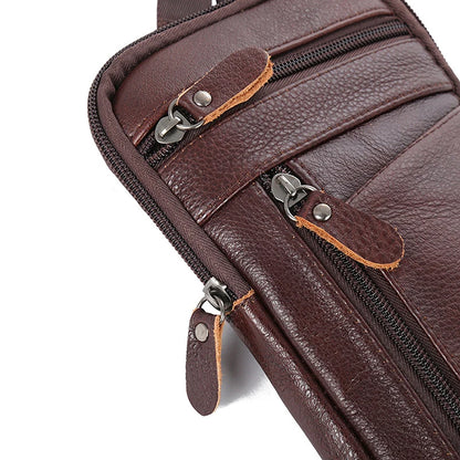Men's small, crossbody PU leather waist bag for cell phone and other items