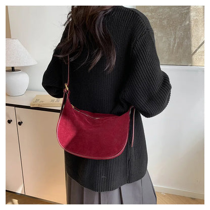 Women's vintage suede crossbody bag, casual and versatile