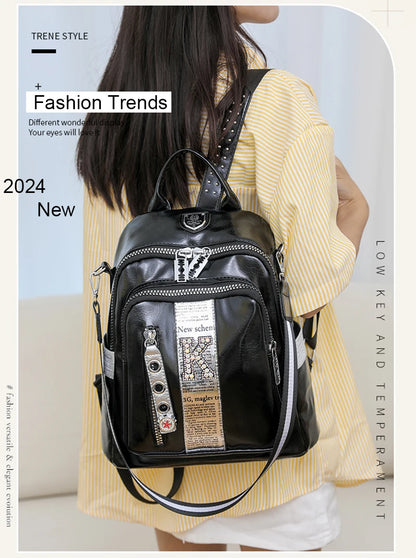 Women's multifunctional backpack with a modern design, made of anti-theft synthetic leather, spacious and stylish